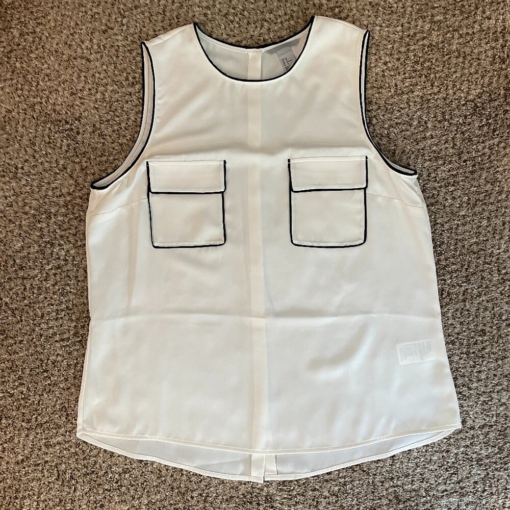 Size 14 H&M cream black sleeveless blouse with pockets - new w/o tags